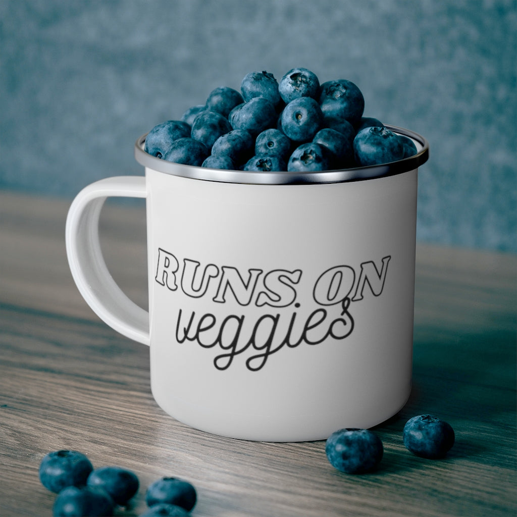 Enamel Camping Mug - Runs On Veggies