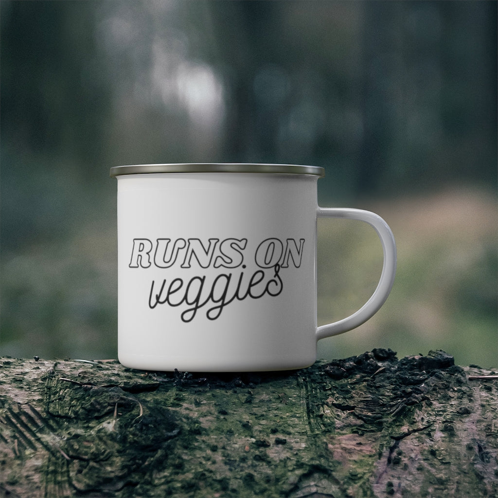 Enamel Camping Mug - Runs On Veggies